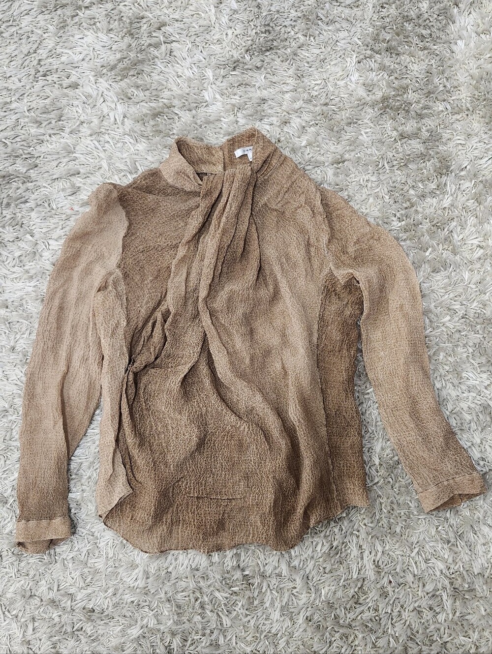 Carven 100% Silk Button Back Top Size Large